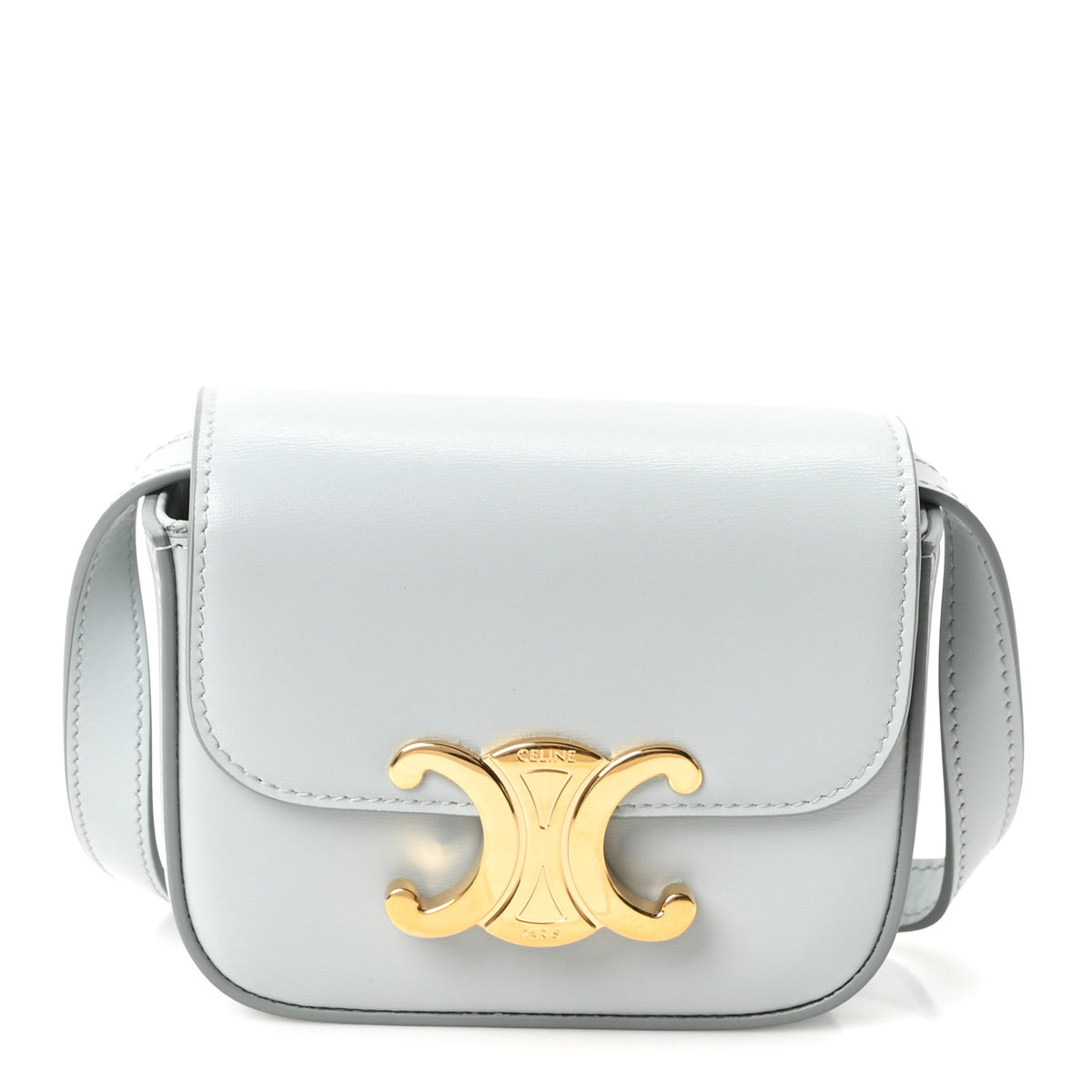 Shiny Calfskin Mini Triomphe Ice Blue