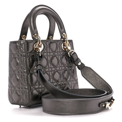 Christian Dior Lambskin Cannage Small My ABCDior Lady Dior Metallic Grey 3 of 12