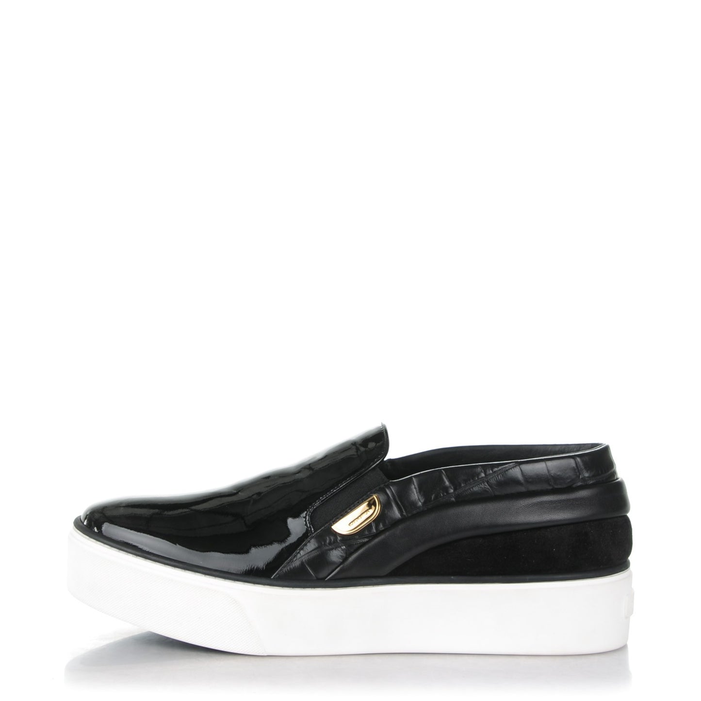 Alligator Patent Calfskin Catwalk Slip On 41 Black