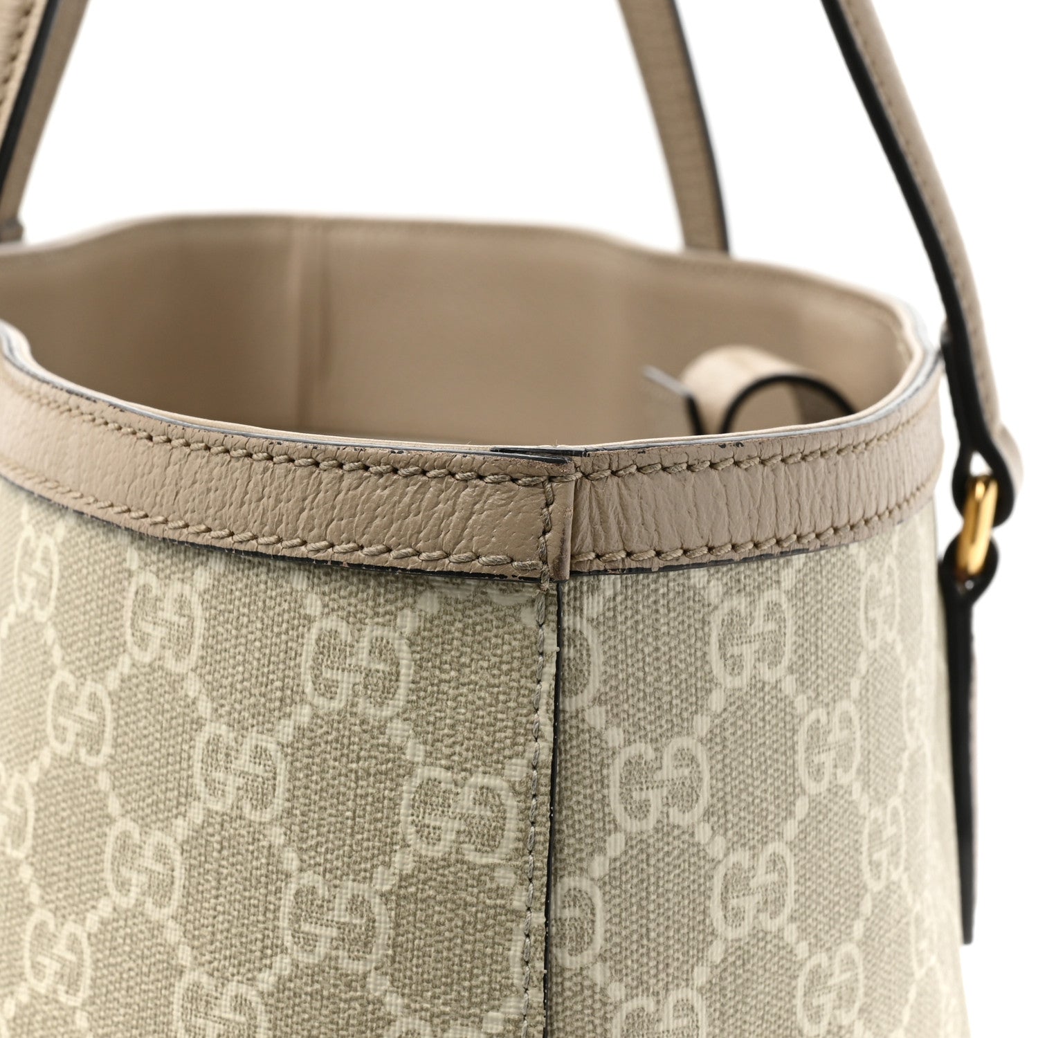 Gucci GG Supreme Monogram Textured Dollar Calfskin Web Medium Ophidia Shopping Tote Beige Mystic White Oatmeal 15 of 17