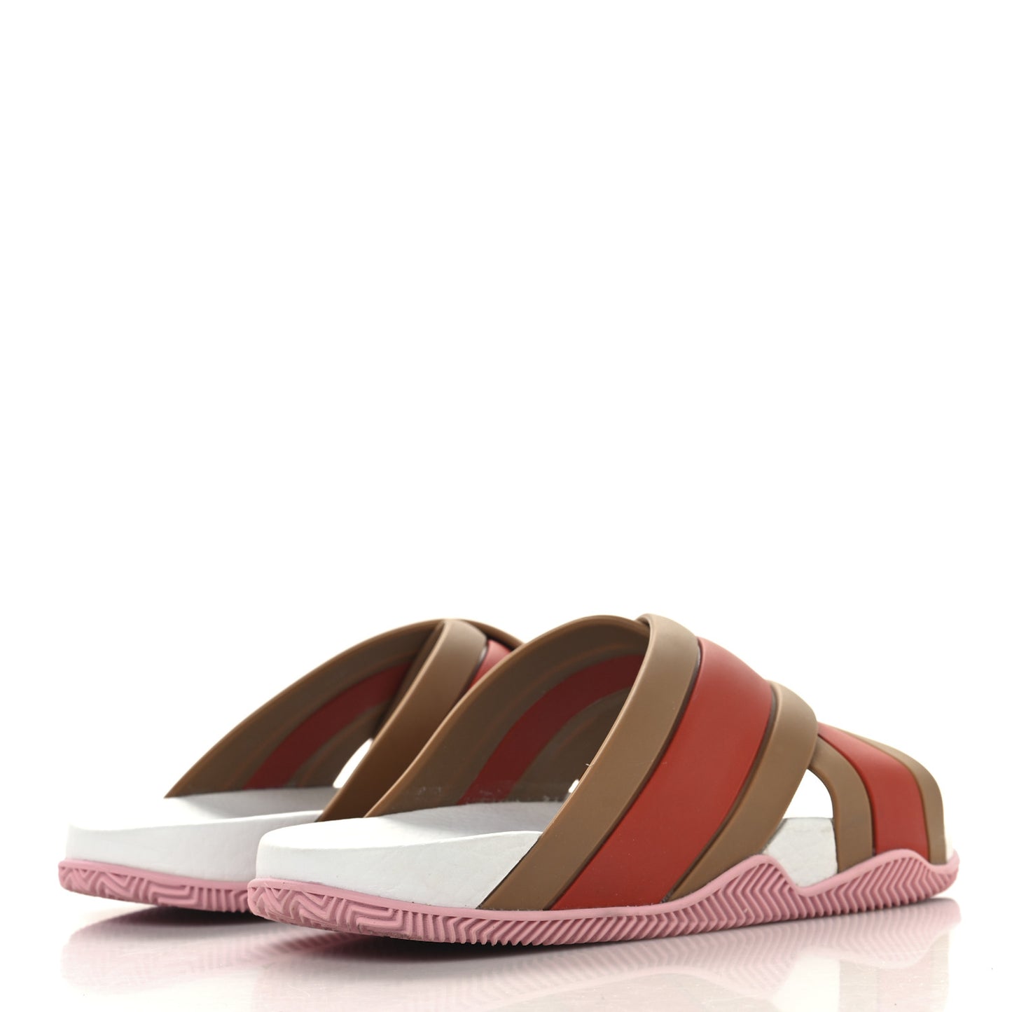 Rubber Web Womens Criss Cross Slide Sandals 38 Beige Orange