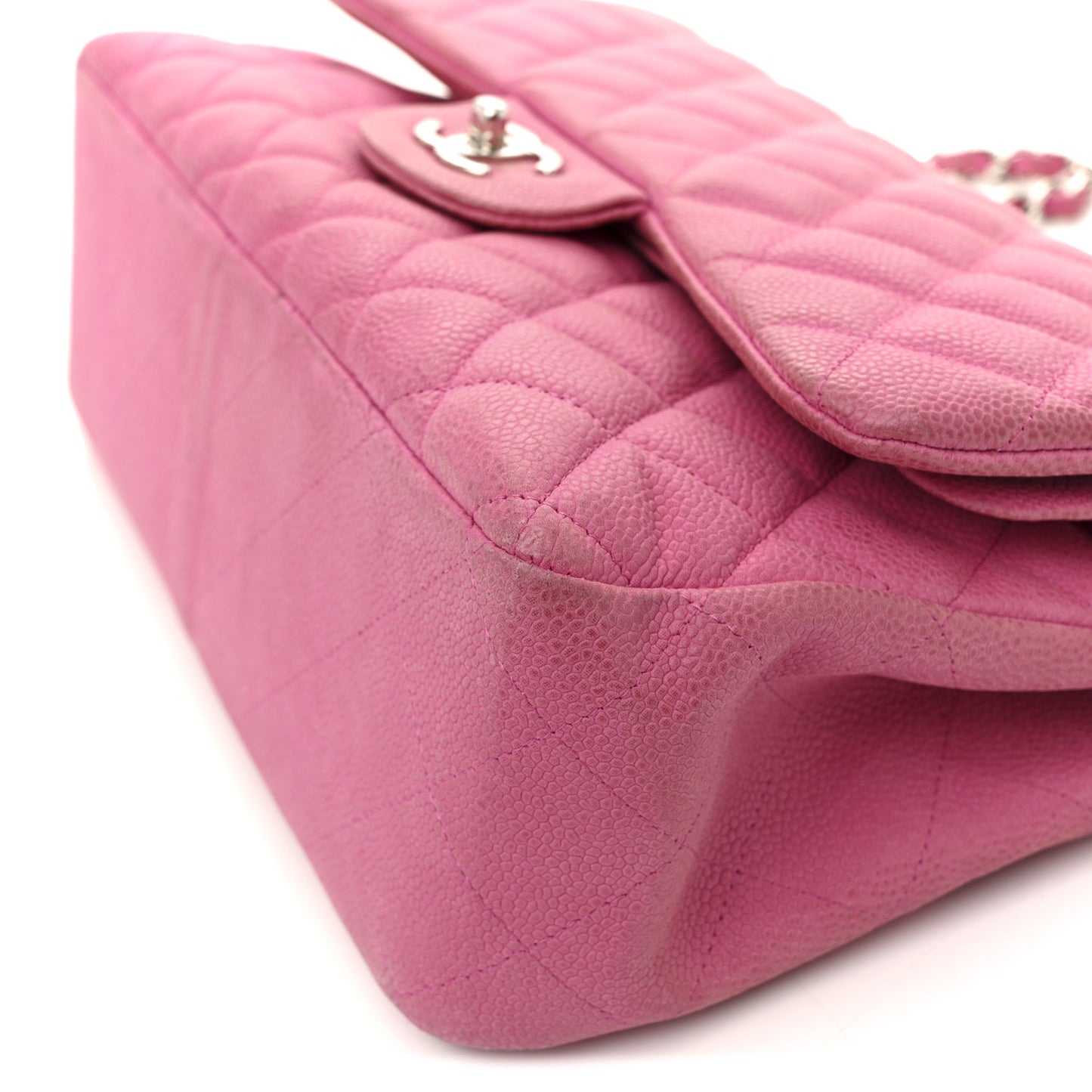 Caviar Quilted Jumbo Double Flap Pink
