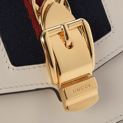 Gucci Calfskin Super Mini Sylvie Chain Shoulder Bag White 10 of 10