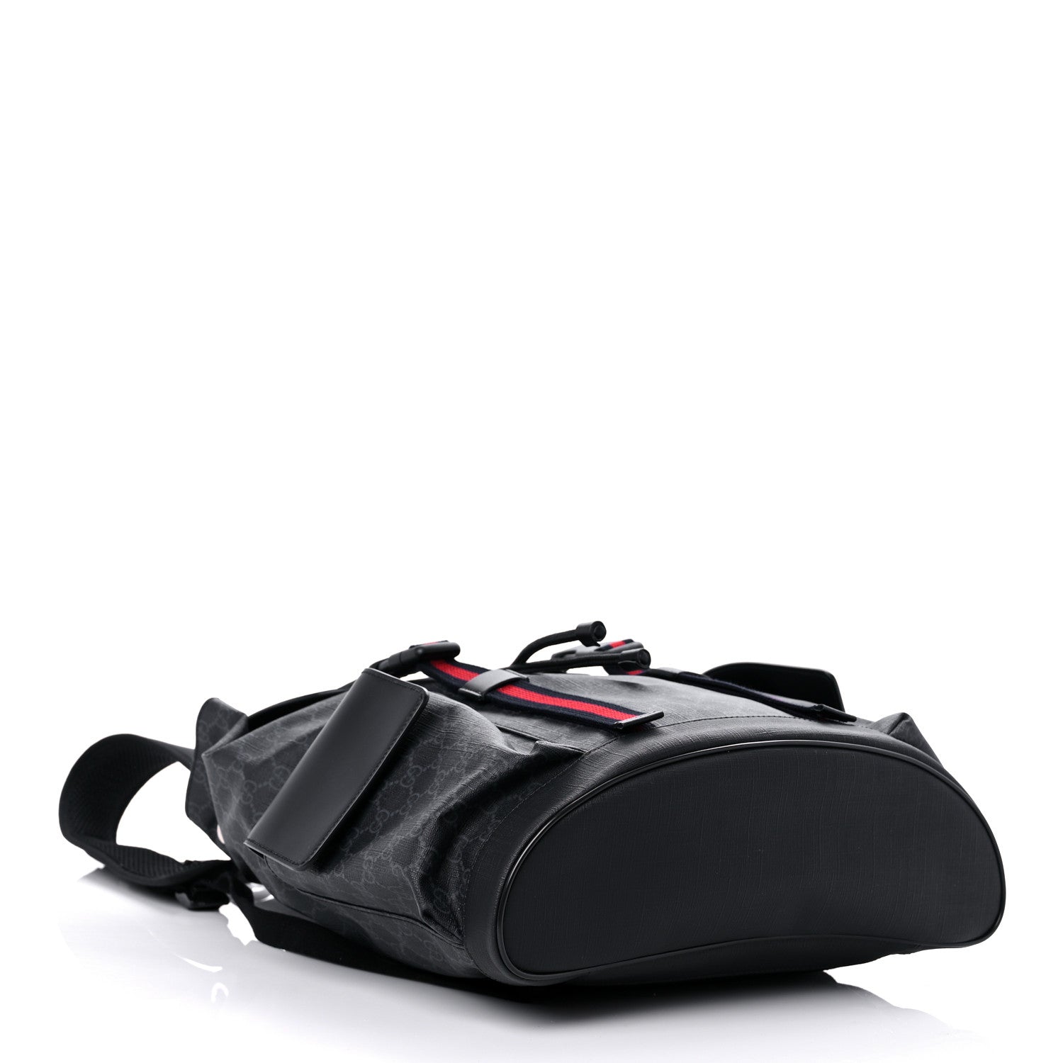 Gucci Soft GG Supreme Monogram Appia Calfskin Web Double Buckle Backpack Black 4 of 10