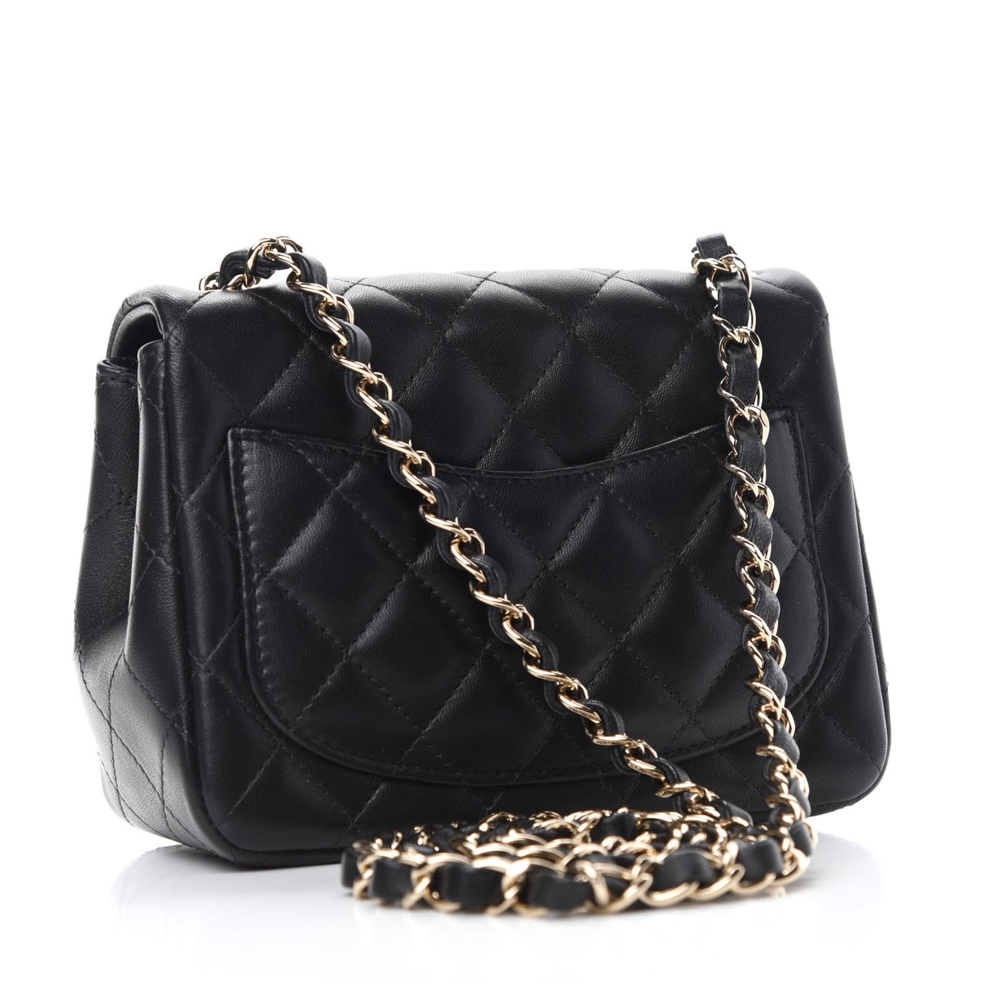 Lambskin Quilted Mini Square Flap Black