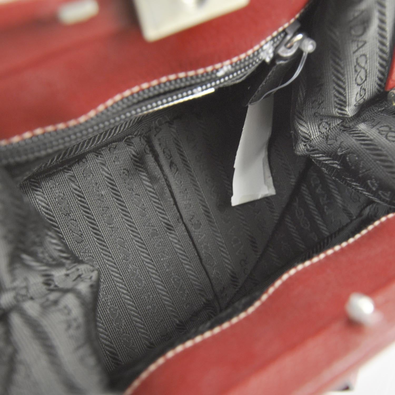 Prada Goatskin Cerniera Doctor Bag Rubino 6 of 8