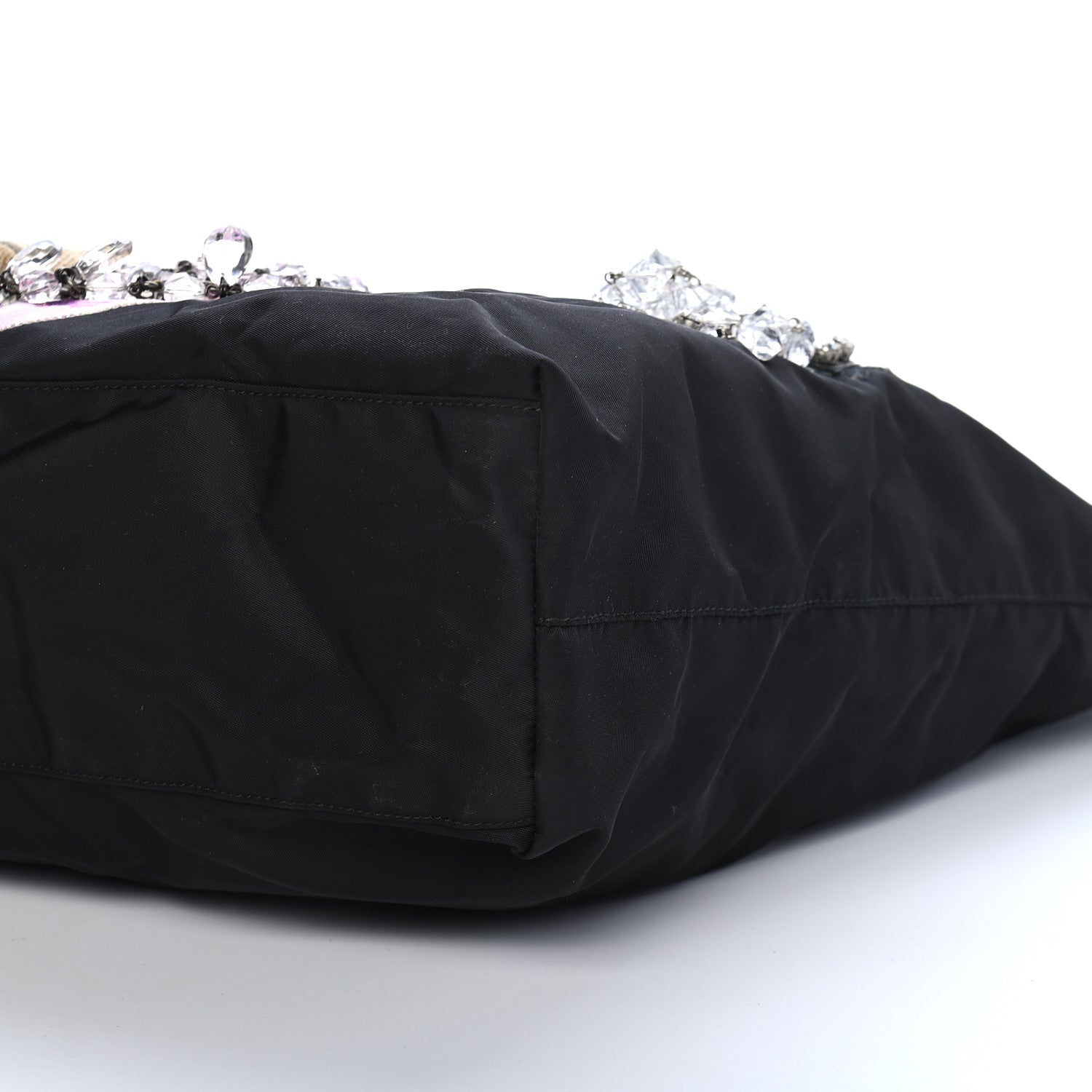 Prada Tessuto Nylon Embroidered Crystal Bead Tote Black 8 of 8