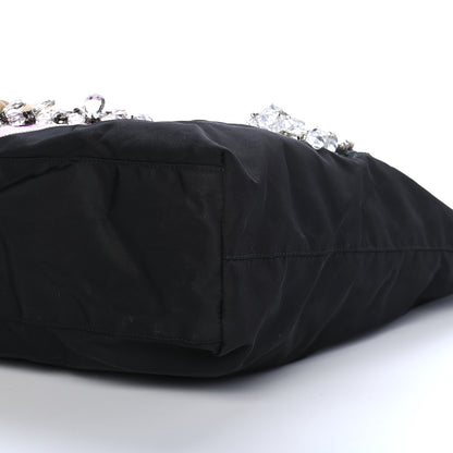 Prada Tessuto Nylon Embroidered Crystal Bead Tote Black 8 of 8