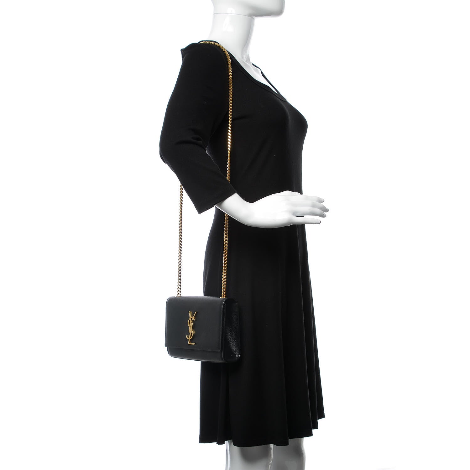 Saint Laurent Grain De Poudre Small Monogram Kate Satchel Black 2 of 16