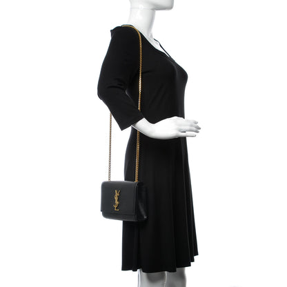 Saint Laurent Grain De Poudre Small Monogram Kate Satchel Black 2 of 16