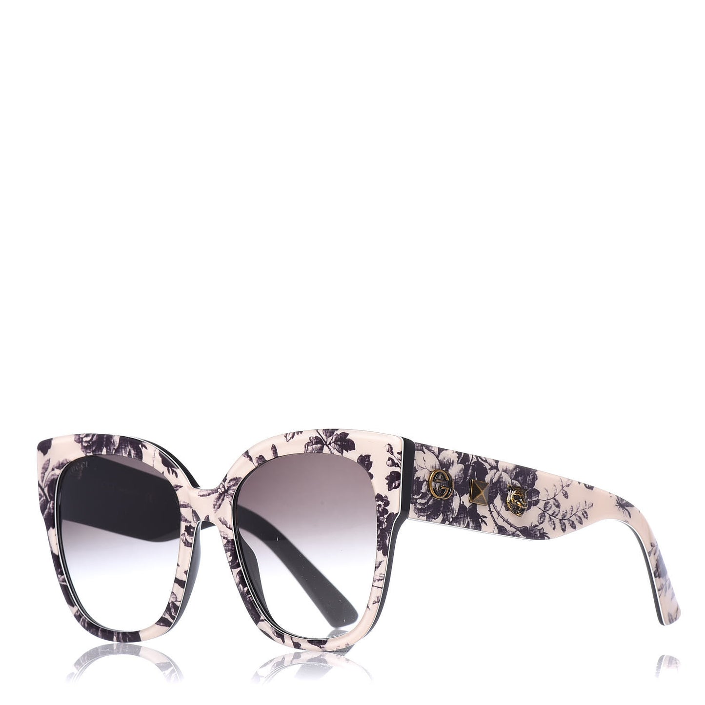 Acetate Herbarium Print Square Frame Sunglasses GG0059S White