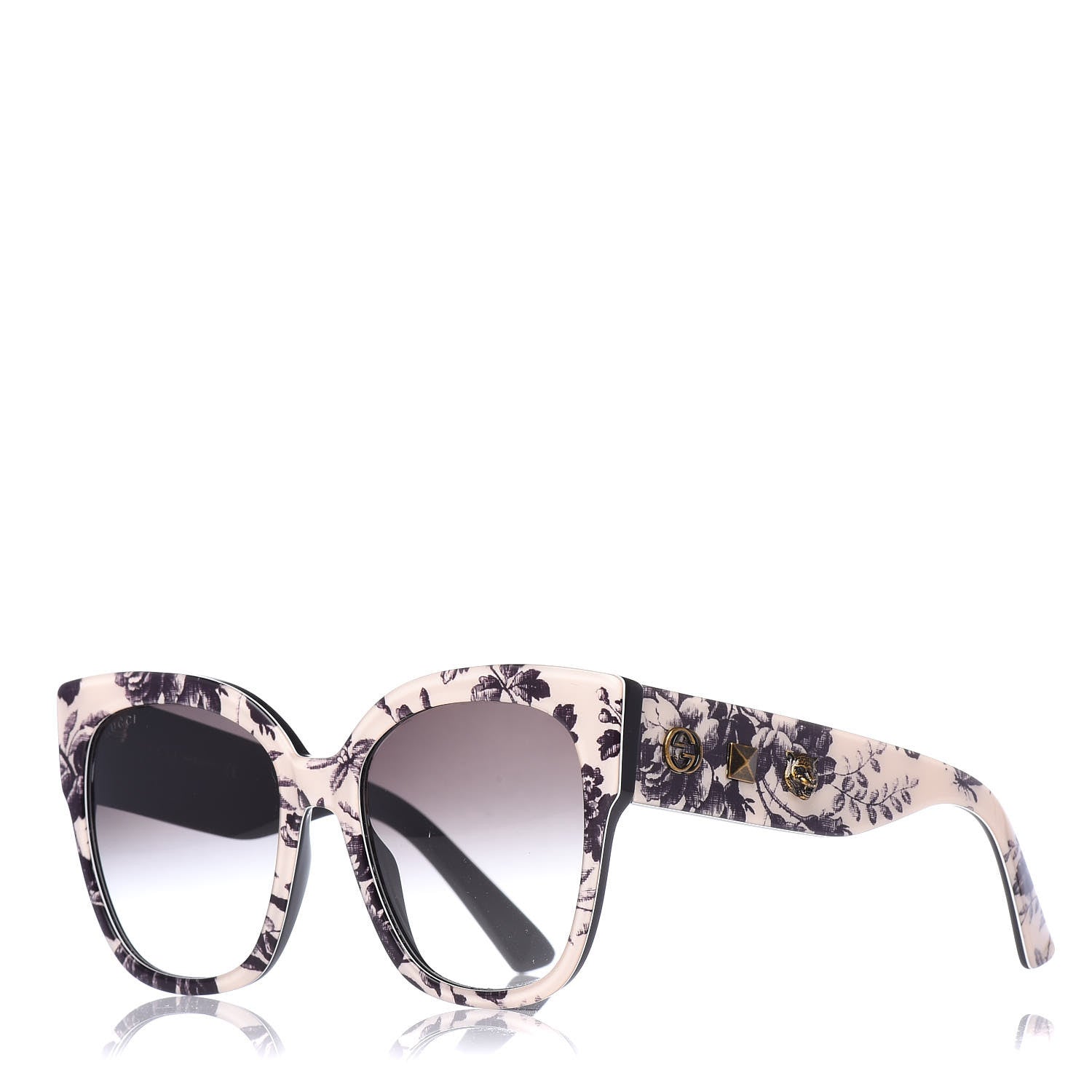 Gucci Acetate Herbarium Print Square Frame Sunglasses GG0059S White 1 of 7