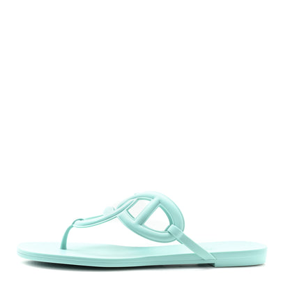 Hermes Rubber Womens Egerie Sandals 41 Vert Embrun 1 of 10
