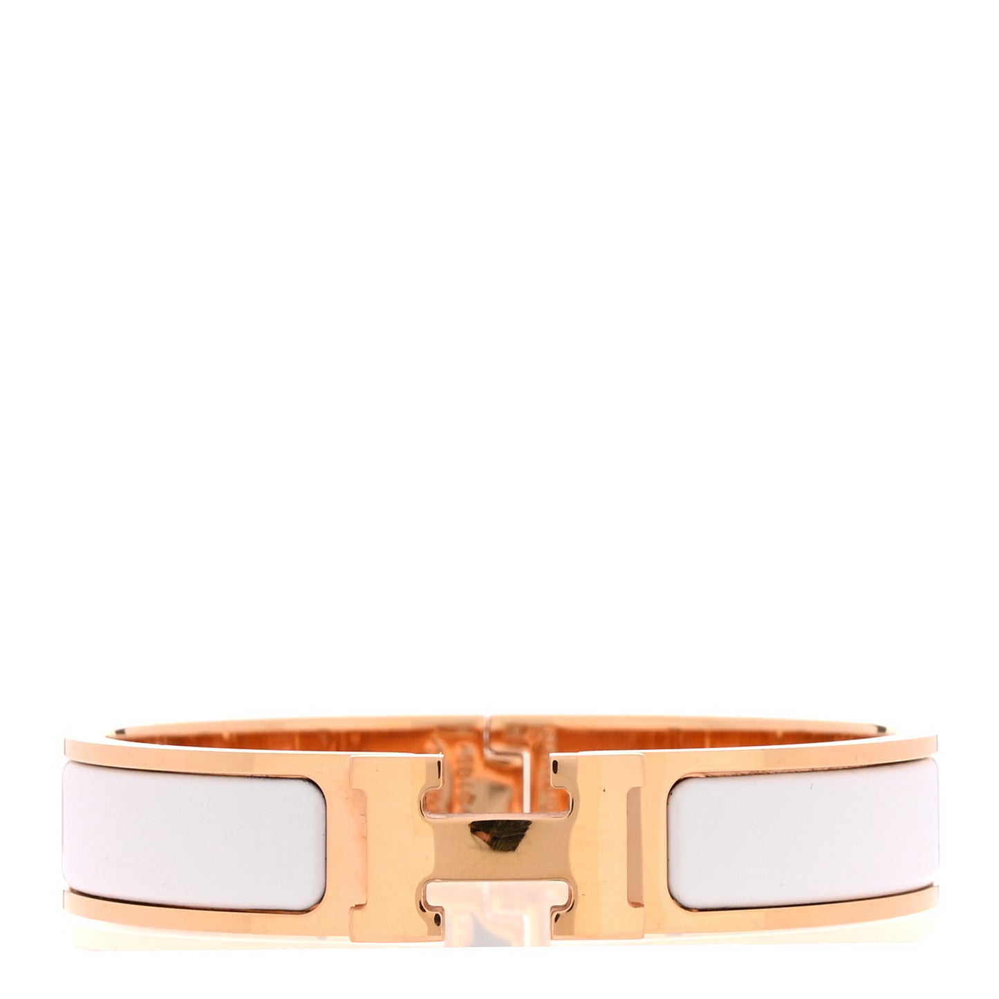 Enamel Narrow Clic Clac H Bracelet PM White