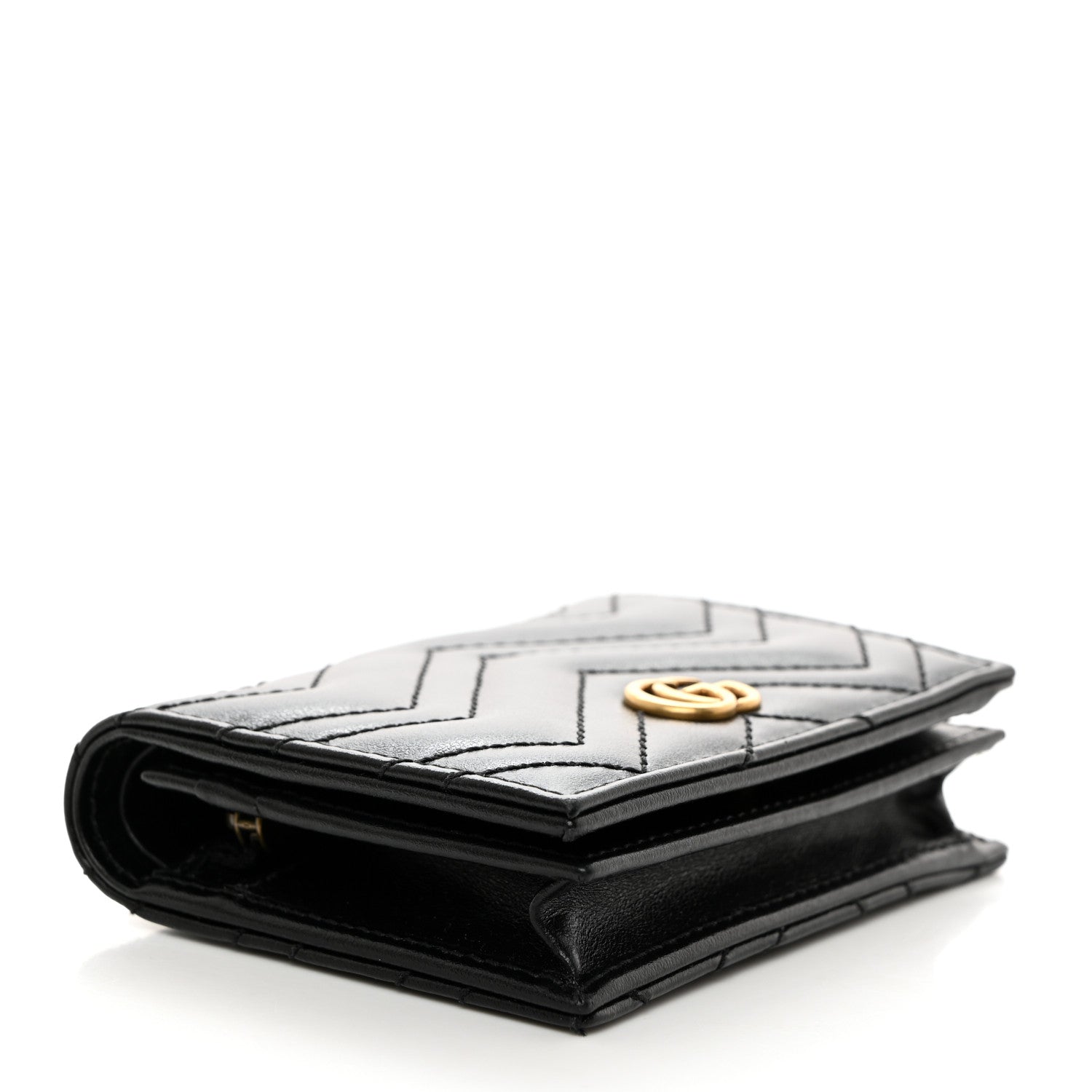 Gucci Calfskin Matelasse GG Marmont Card Case Wallet Black 4 of 8