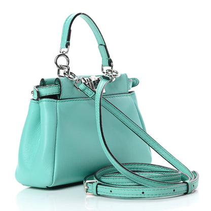 Fendi Shiny Nappa Micro Peekaboo Iconic Satchel Turchese Egiz 3 of 14