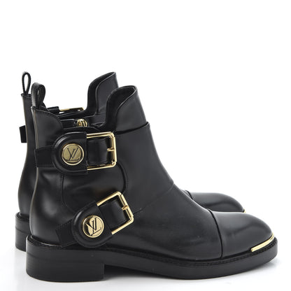 Louis Vuitton Calfskin Valley Flat Ankle Boots 35 Black 4 of 10