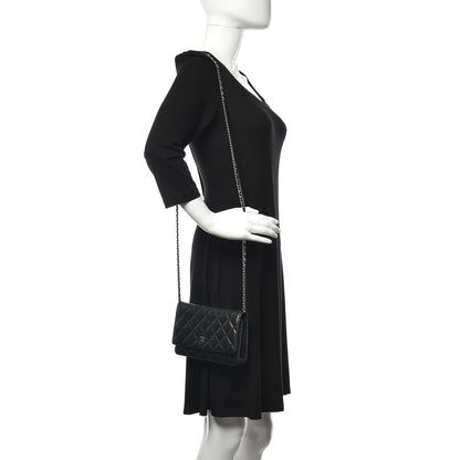 Chanel Lambskin Quilted Wallet On Chain WOC Black 2 of 10