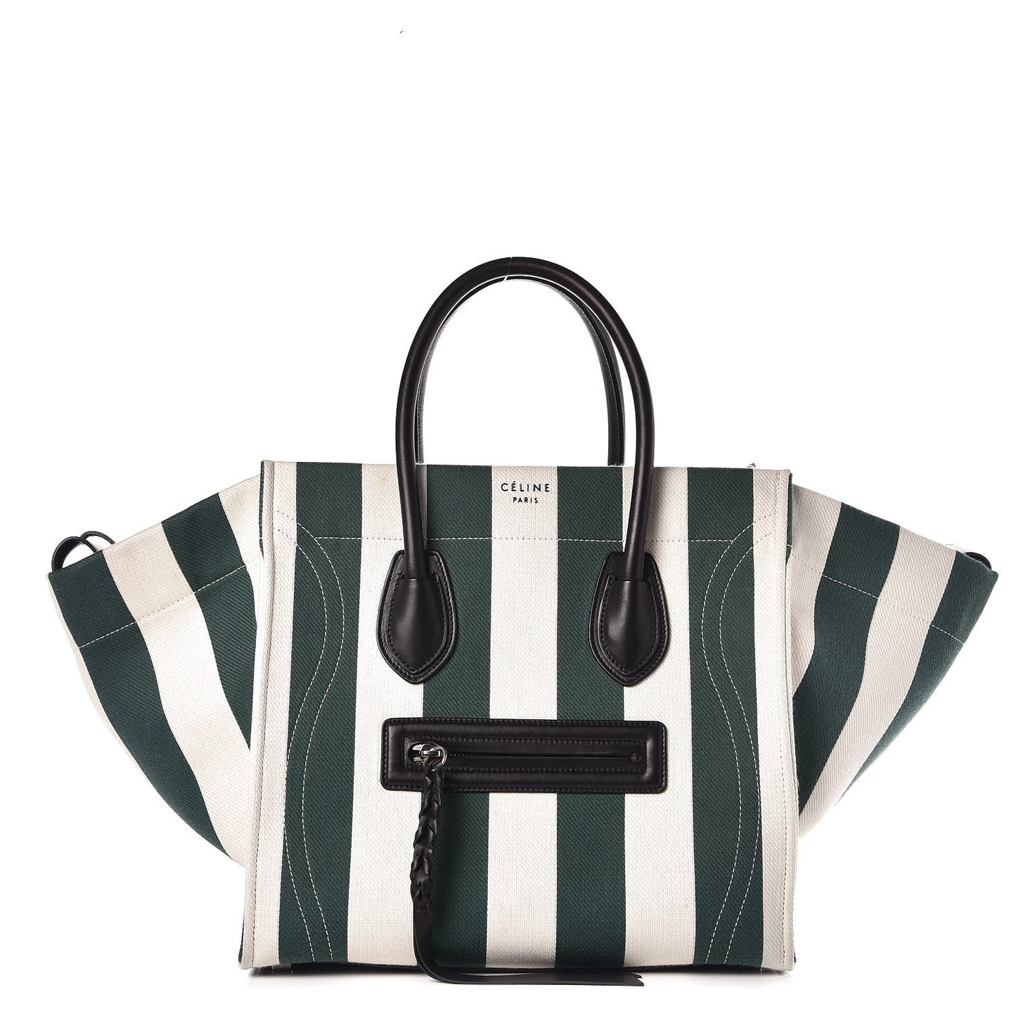 Cotton Canvas Striped Medium Phantom Luggage White Green