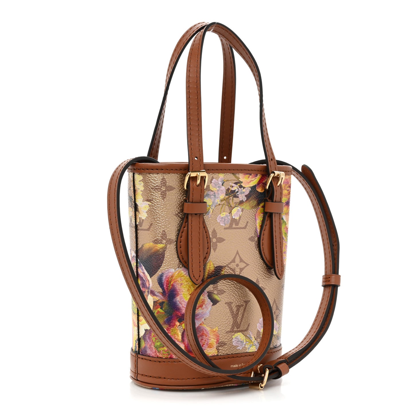 Metallic Monogram LV Garden Nano Bucket Bag Gold