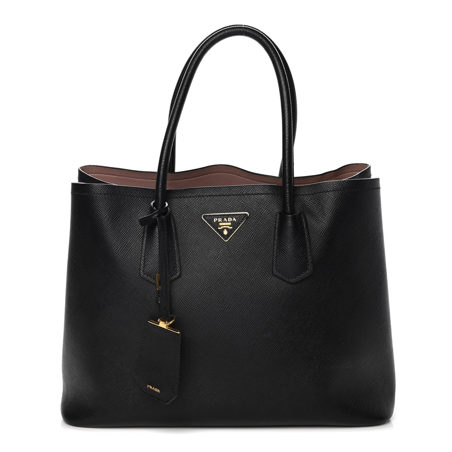 Prada Saffiano Cuir Medium Double Bag Black Mughetto 1 of 21