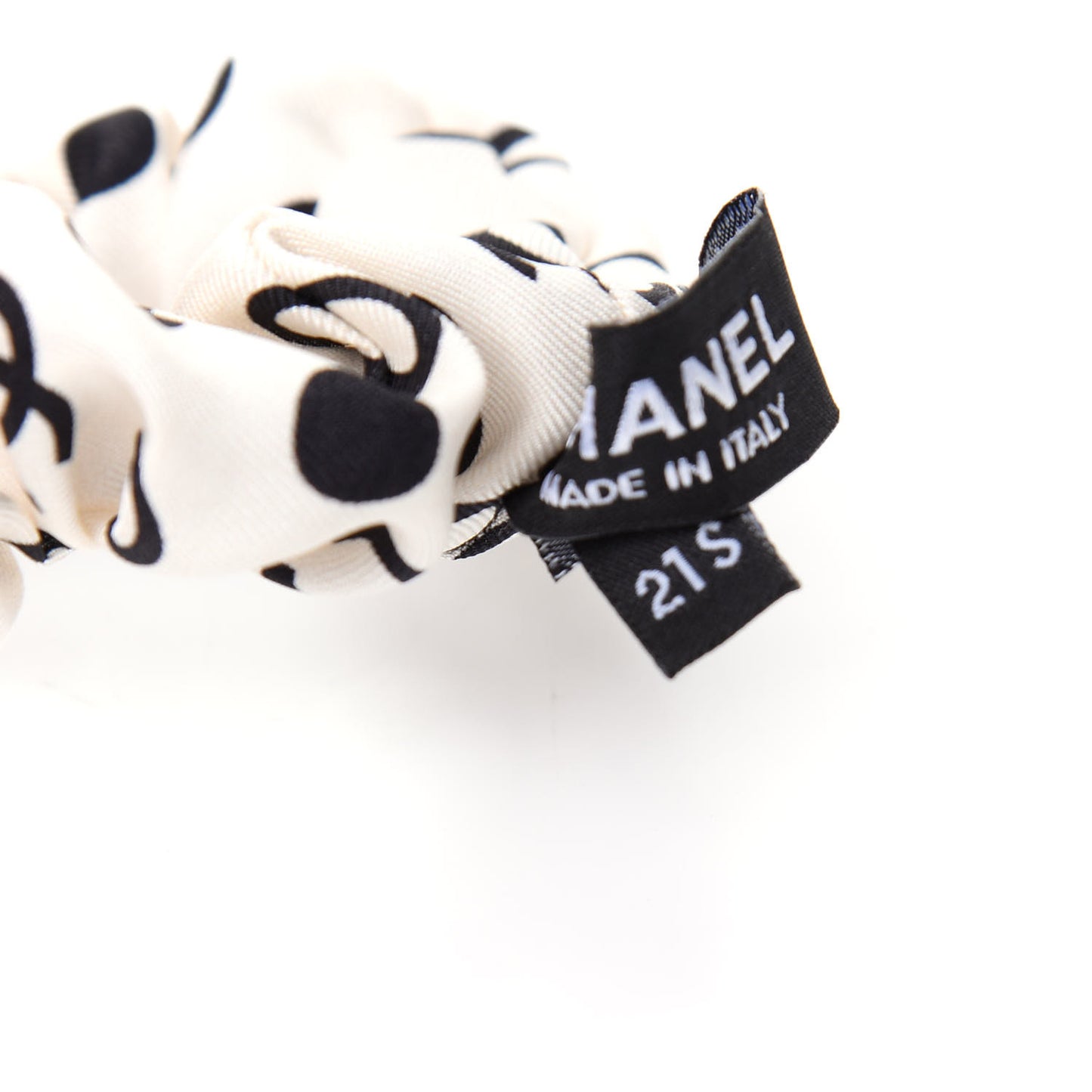 Silk CC Hair Tie Ivory Black