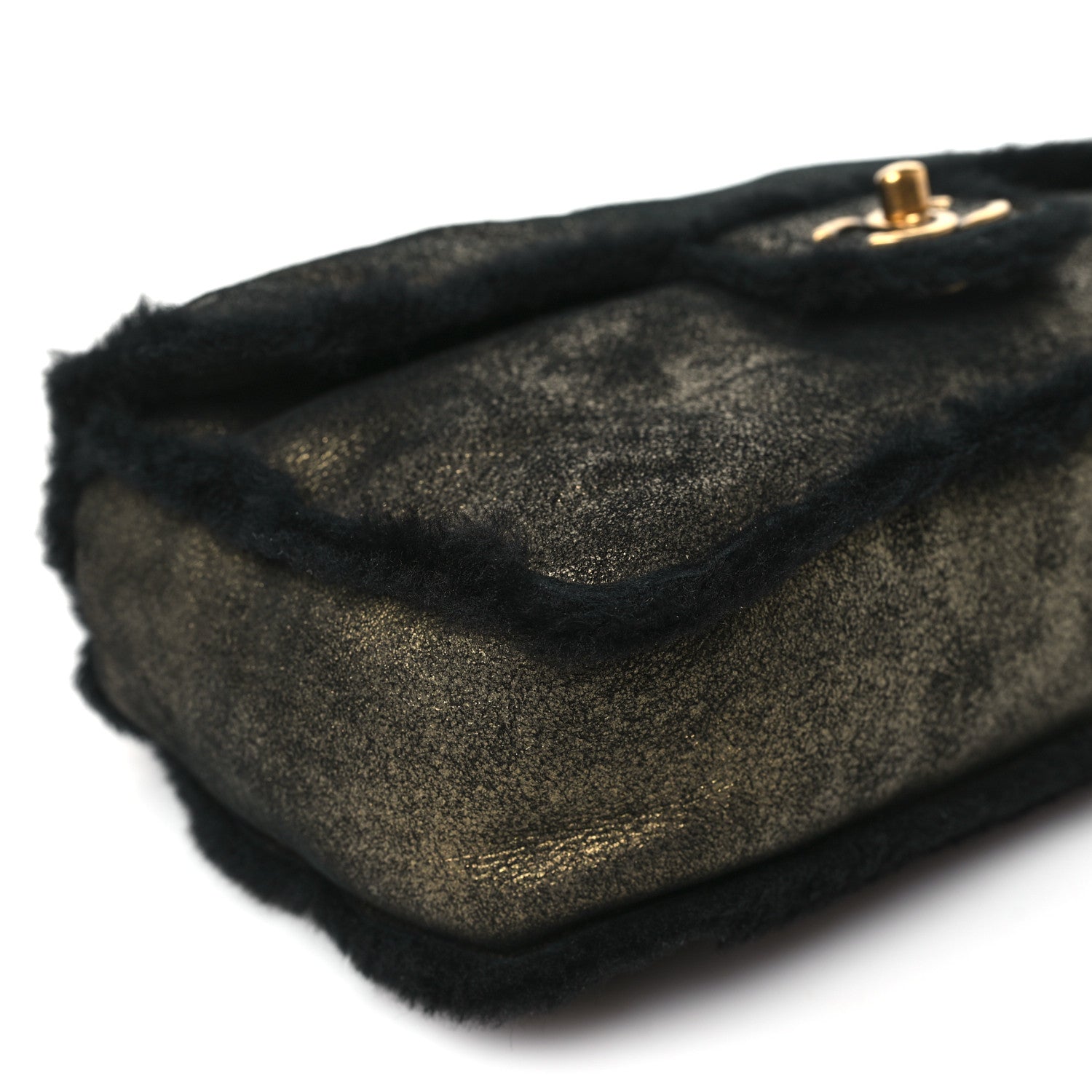 Chanel Metallic Lambskin Shearling Flap Gold Black 9 of 11
