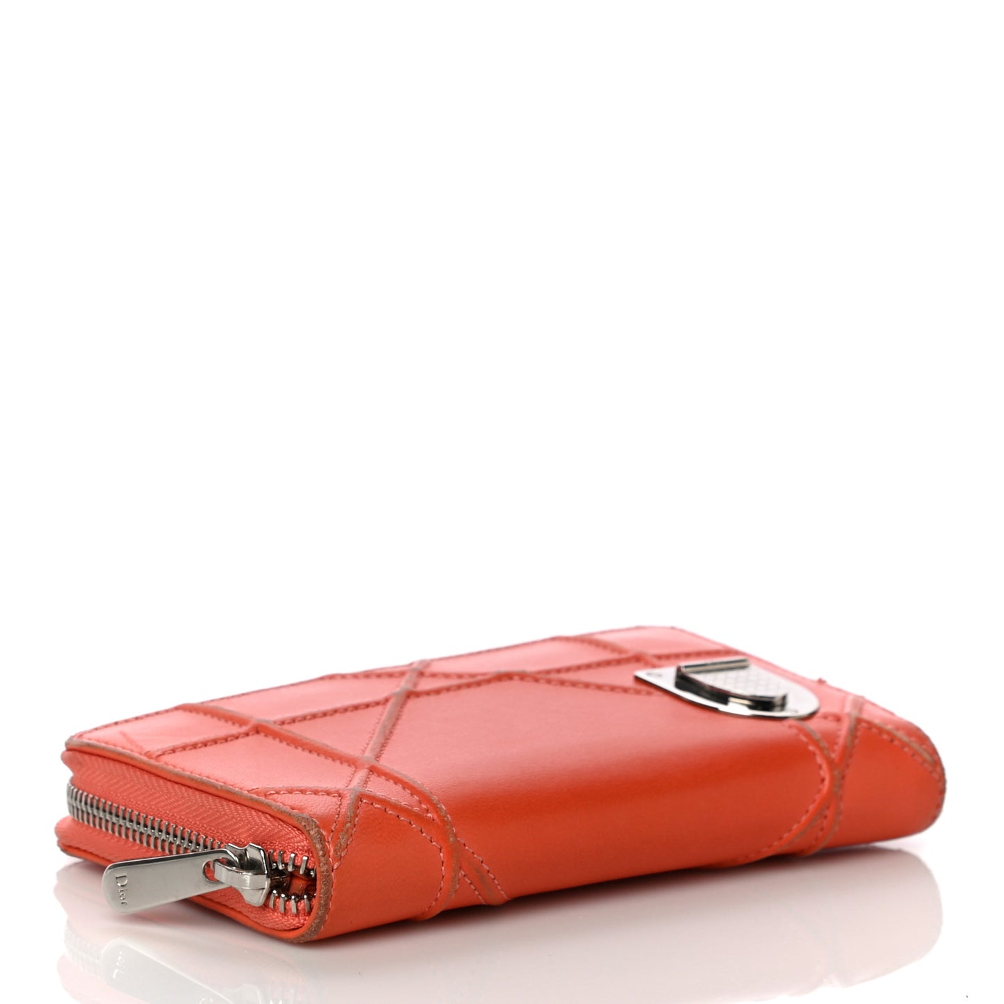 Calfskin Cannage Medium Diorama Voyageur Wallet Orange