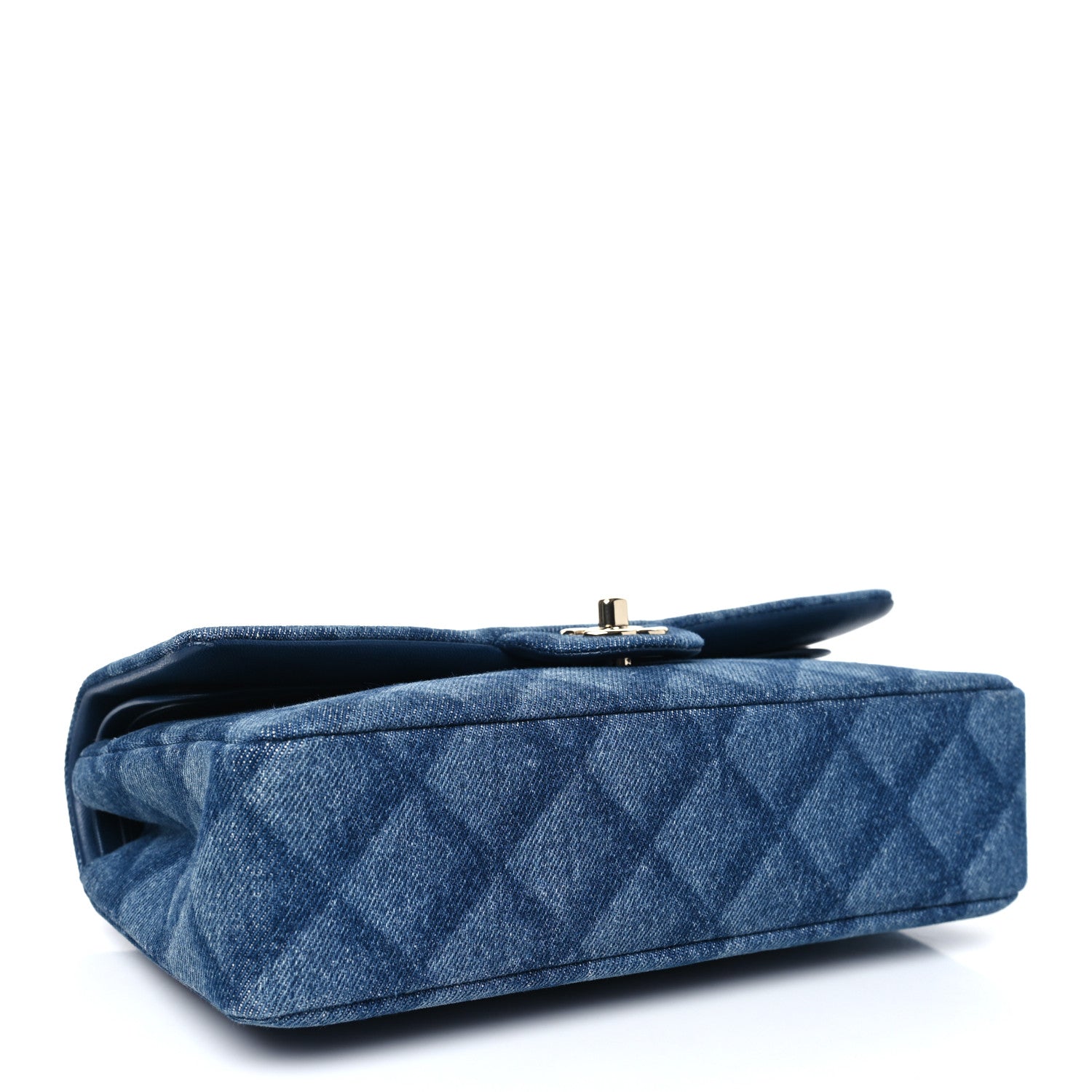 Chanel Printed Denim Quilted Medium Double Flap Dark Blue 4 of 10