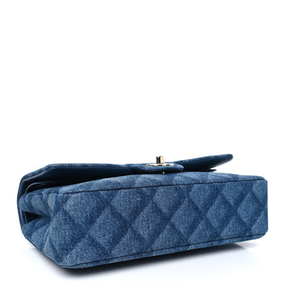 Chanel Printed Denim Quilted Medium Double Flap Dark Blue 4 of 10
