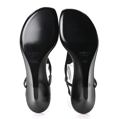 Saint Laurent Nappa Cassandra Monogram Bridget 40 Wedge Sandals 37.5 Black 12 of 18