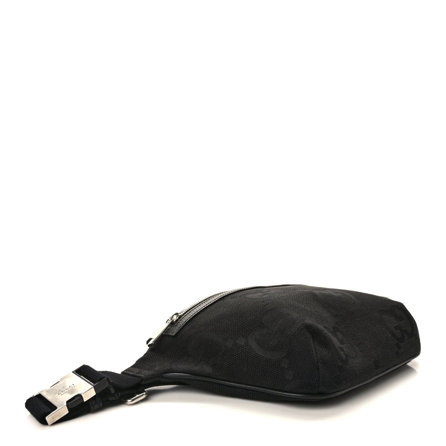 Monogram Jumbo GG Textured Dollar Calfskin Web Belt Bag Black