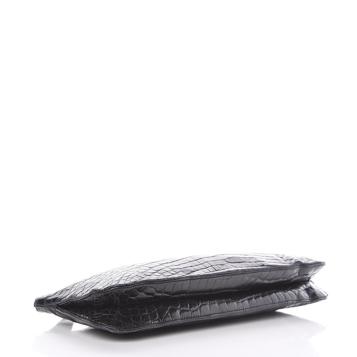 Prada Calfskin Crocodile Embossed Long Clutch Black 4 of 9
