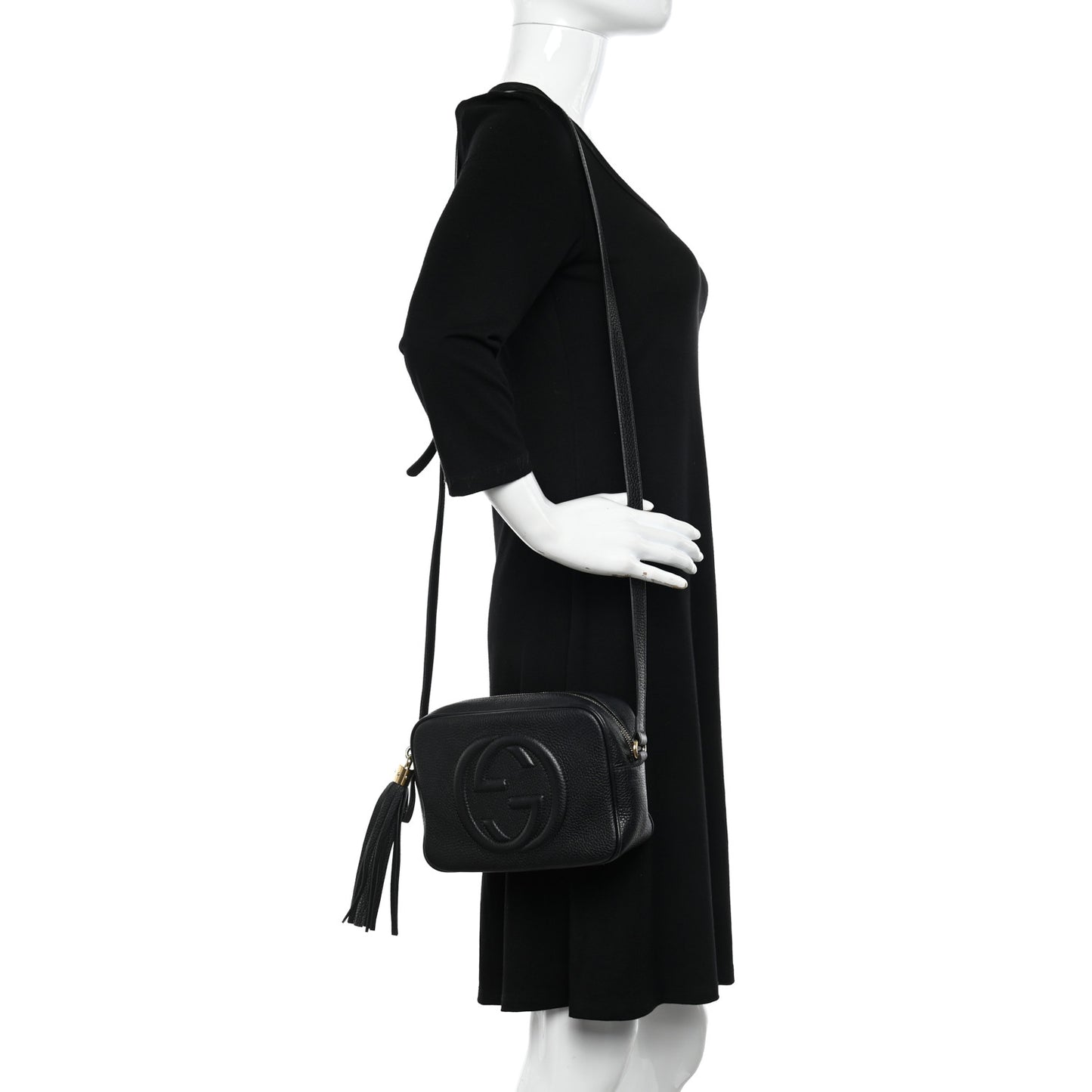 Pebbled Calfskin Small Soho Disco Bag Black