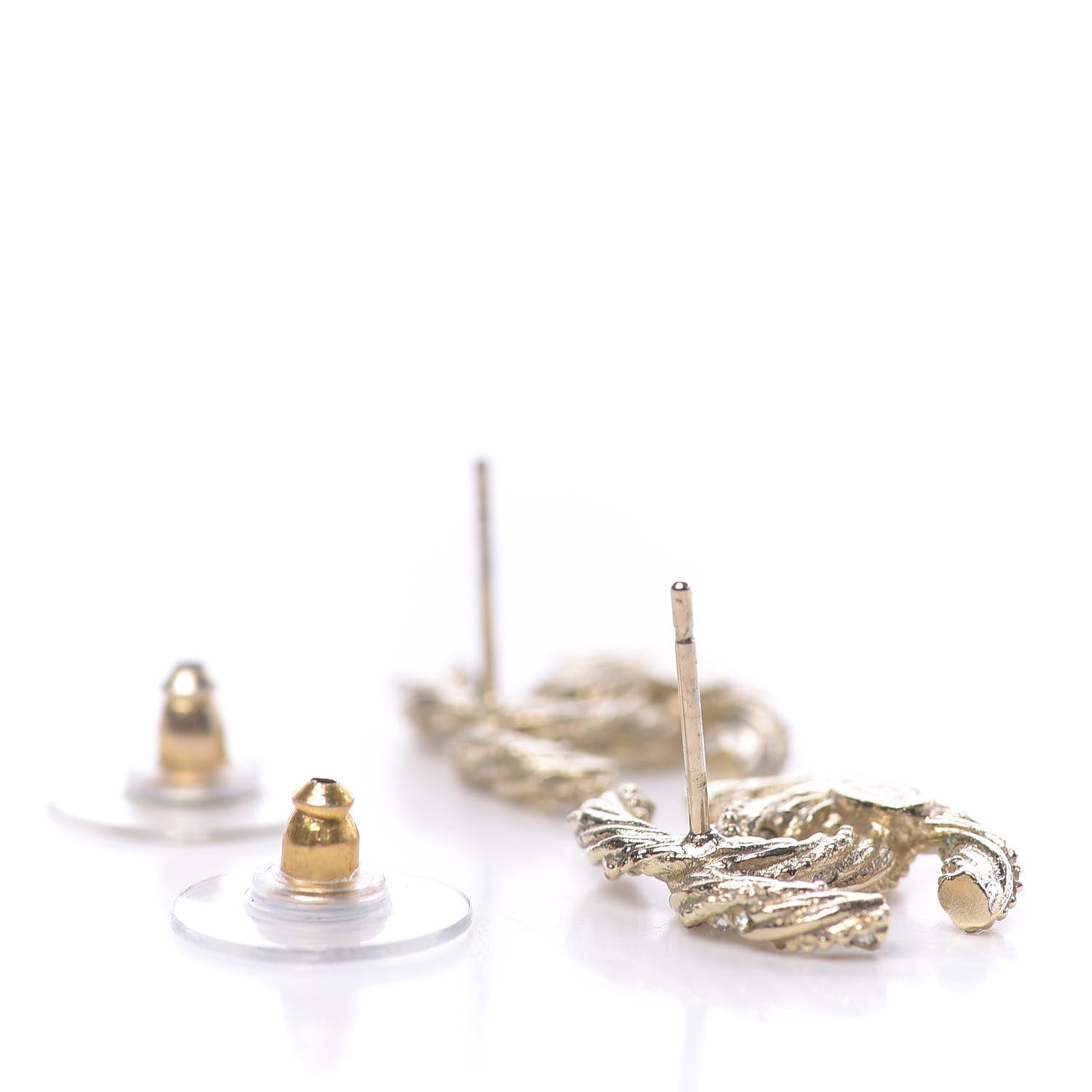 Chanel Crystal Twisted CC Earrings Gold 3 of 5