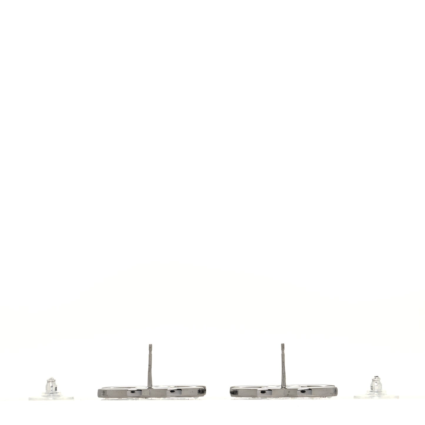 Baguette Crystal CC Earrings Silver