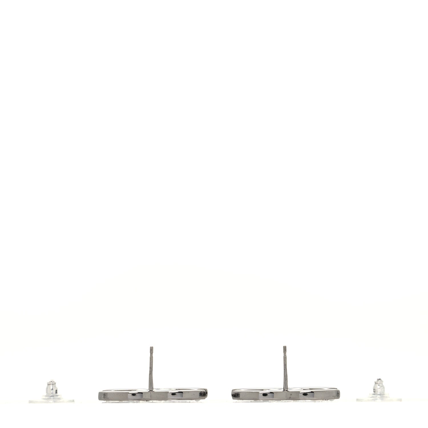 Chanel Baguette Crystal CC Earrings Silver 3 of 4