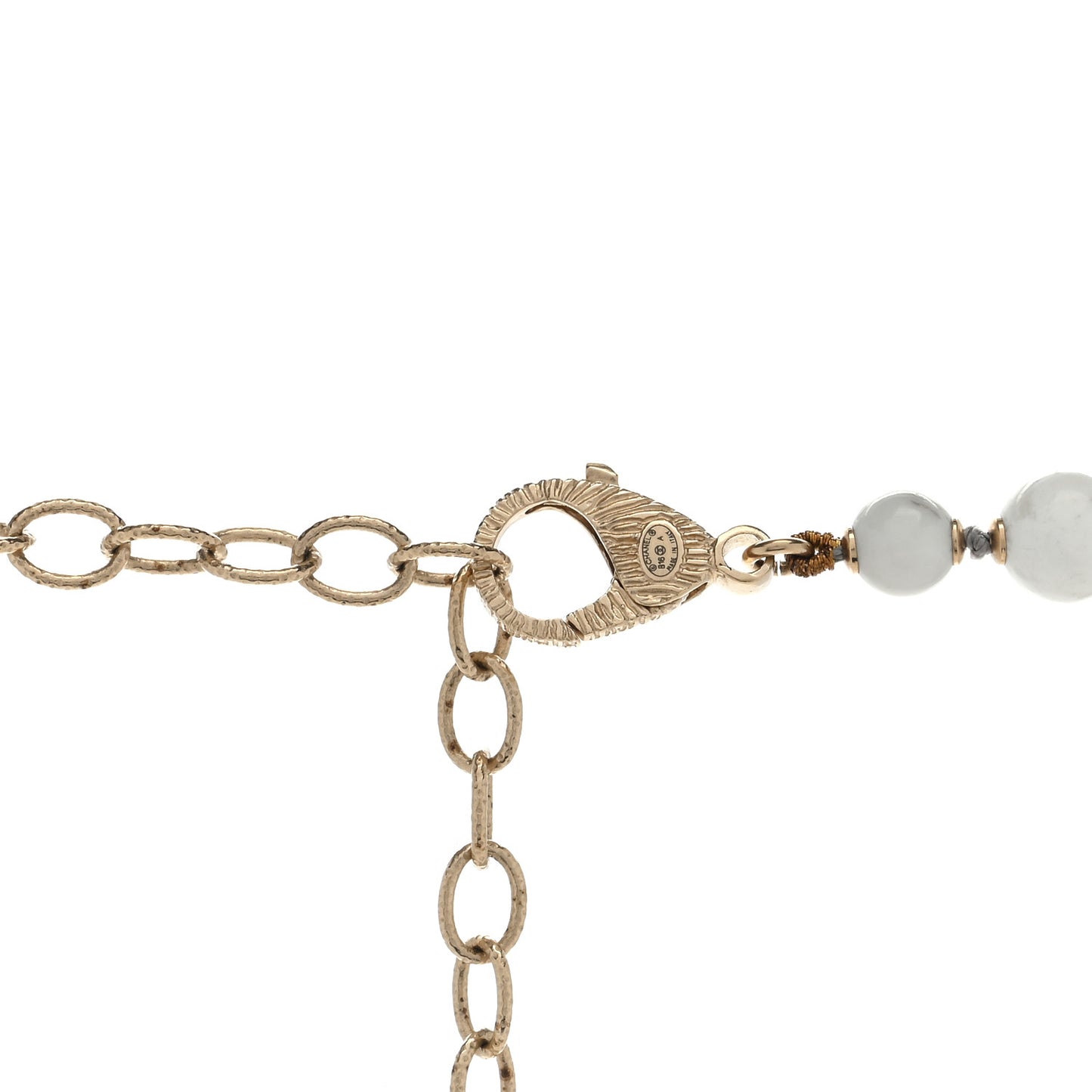 Marble Beaded CC Necklace Gold White