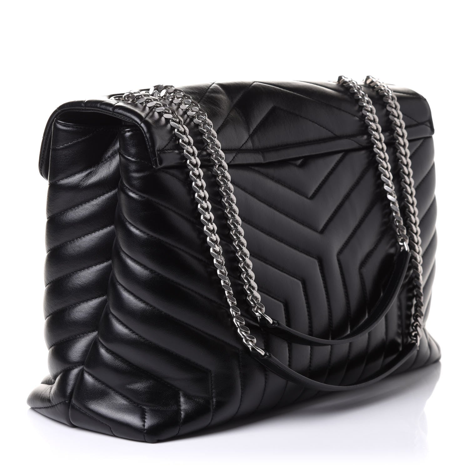 Saint Laurent Calfskin Y Quilted Monogram Large Loulou Chain Satchel Black 3 of 10