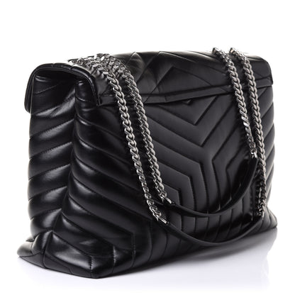 Saint Laurent Calfskin Y Quilted Monogram Large Loulou Chain Satchel Black 3 of 10