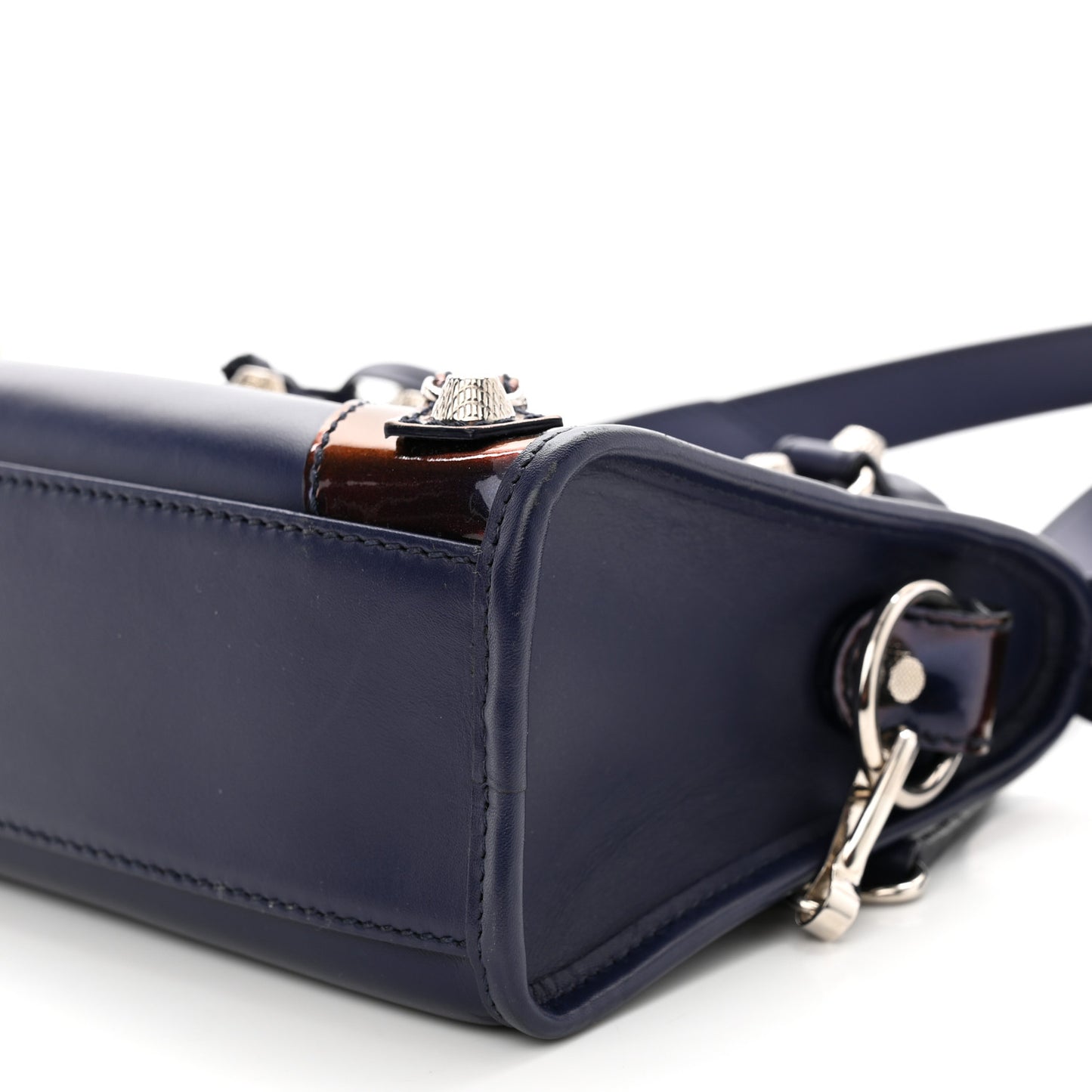 Smooth Calfskin Metallic Patent Giant 12 Silver Hardware Mini City Ultraviolet