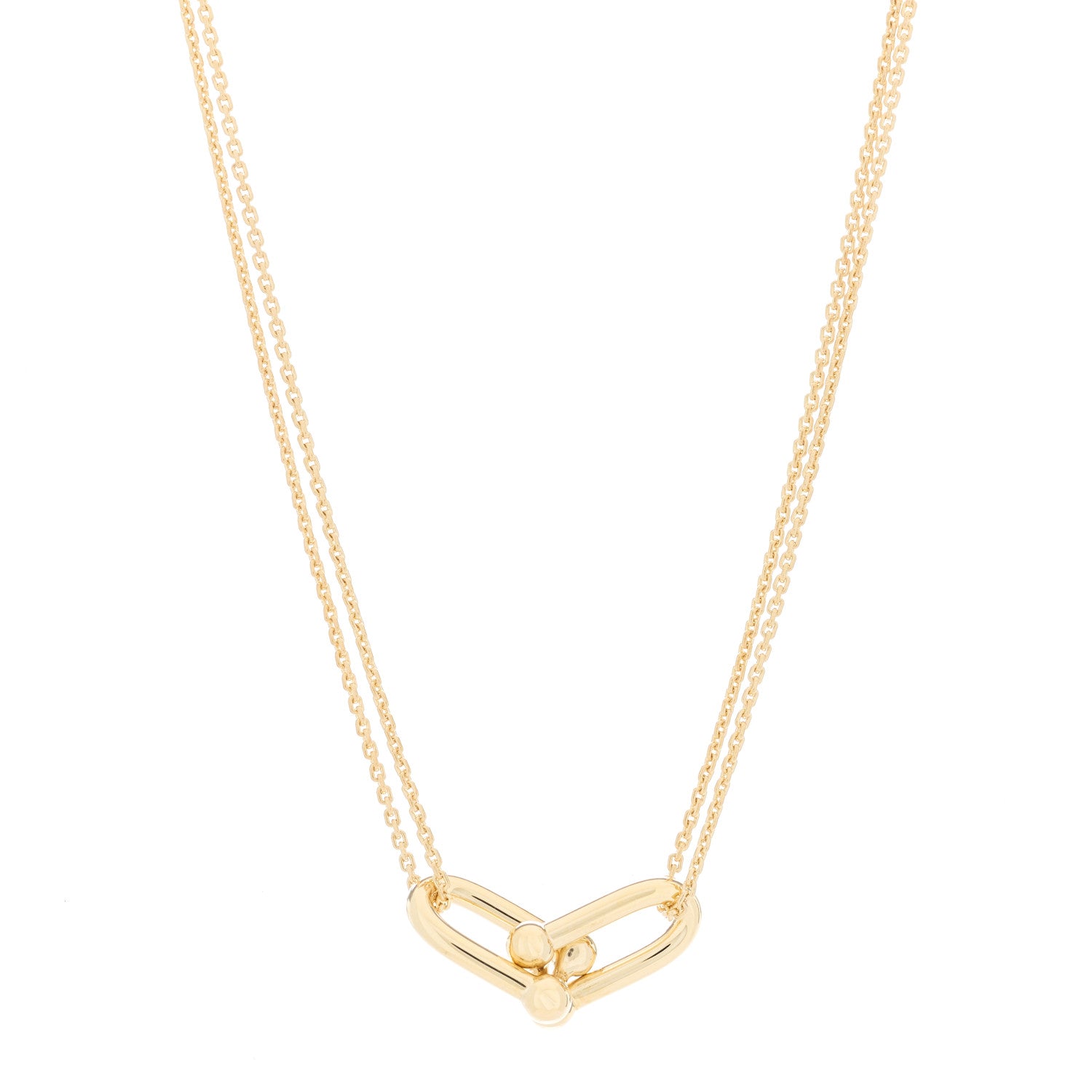 Tiffany 18K Yellow Gold HardWear Double Link Pendant Necklace 1 of 5