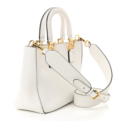 Fendi Cuoio Romano Selleria Small FF Tote White Ice 3 of 11