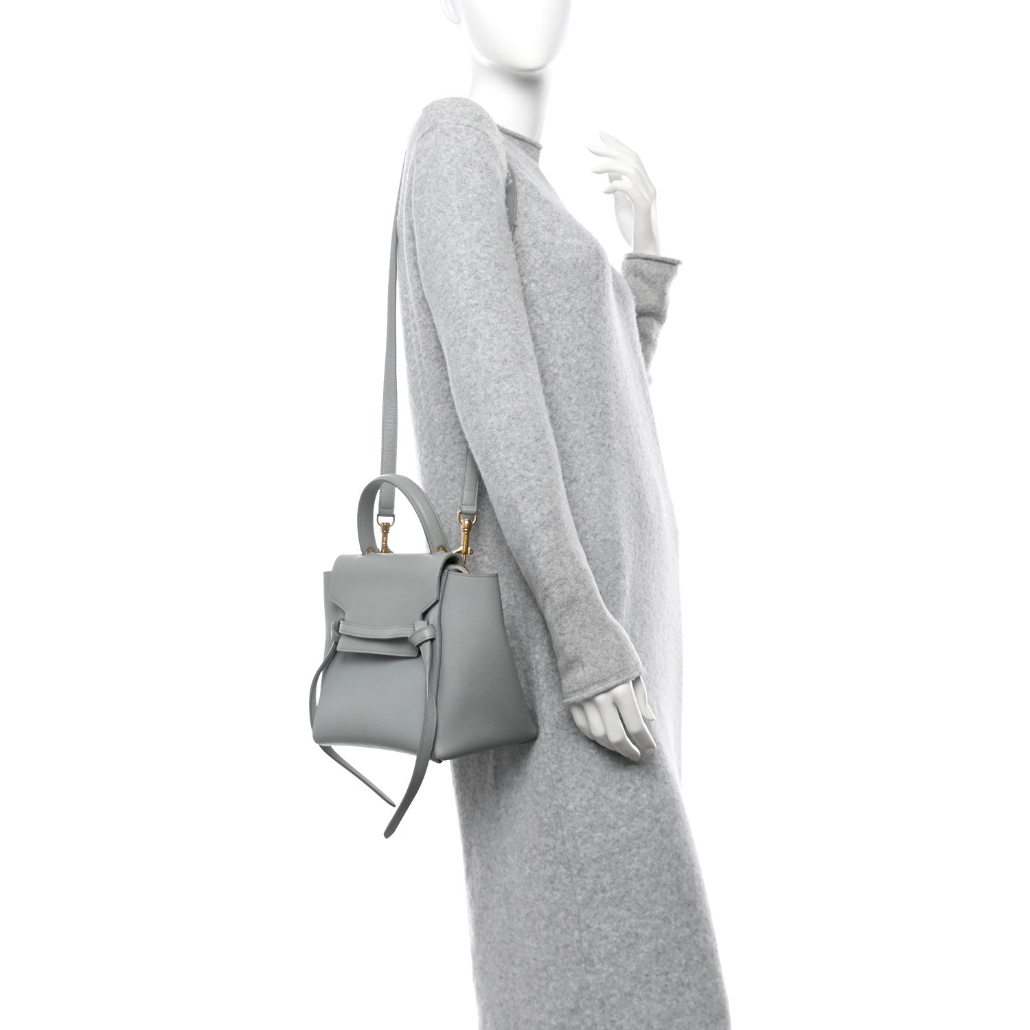 Celine Grained Calfskin Mini Belt Bag Cloud 2 of 12