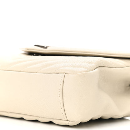Saint Laurent Sheepskin Matelasse Chevron Monogram Medium College Bag Vintage Blanc 13 of 13