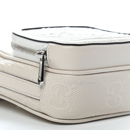Gucci Calfskin GG Tennis Embossed Mini Double Zip Messenger Bag Mystic White 8 of 9
