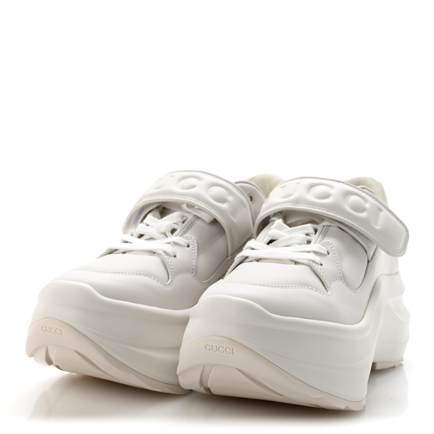 Gucci Calfskin Womens Wave Wedge Sneakers 37 White 4 of 9