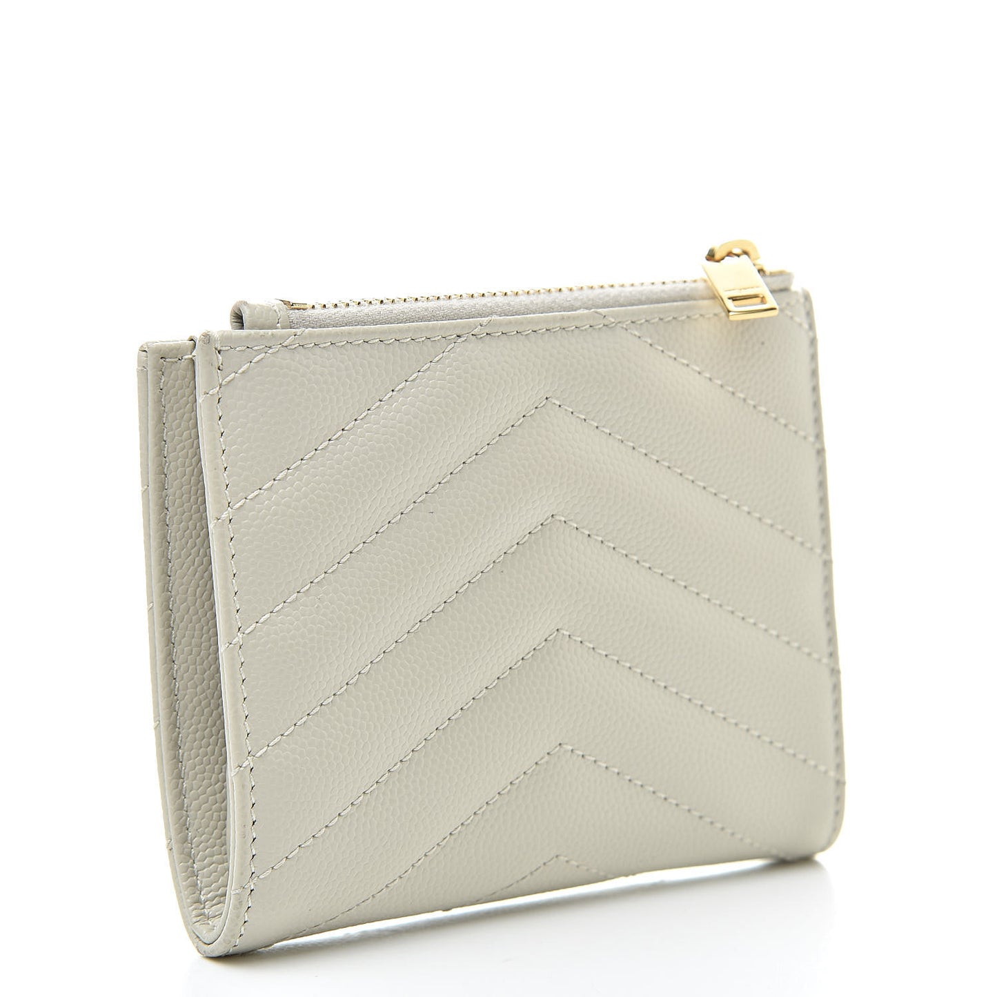 Grain De Poudre Matelasse Chevron Monogram Zipped Card Case Crema Soft