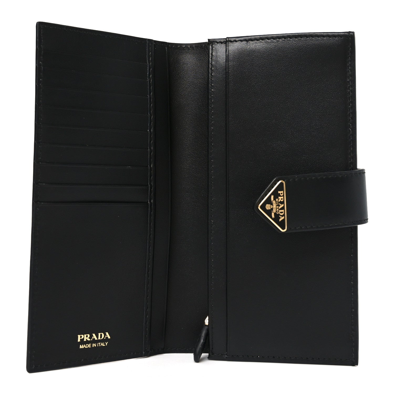 Prada Saffiano Calfskin Large Triangle Continental Wallet Black 5 of 7