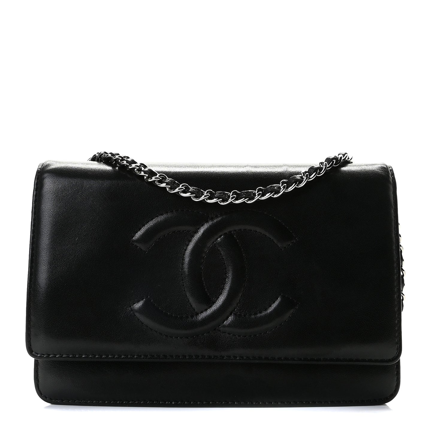 Lambskin Timeless CC Wallet On Chain WOC Black